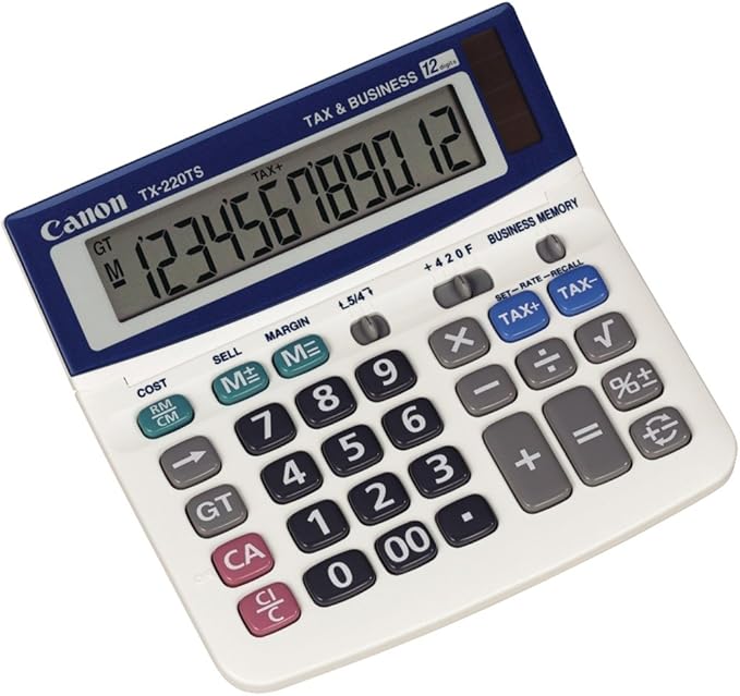 Canon TX220TSII Desktop Calculator 12-Digit White