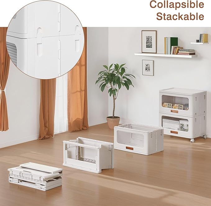 VECELO Storage Cabinet with Drawer, Pull-Out Stackable Bins with Wheels, Waterproof Modular Organizer, Multi-Tier Closet Storage for Bedroom, Living Room & Bathroom, Large 1-Tier