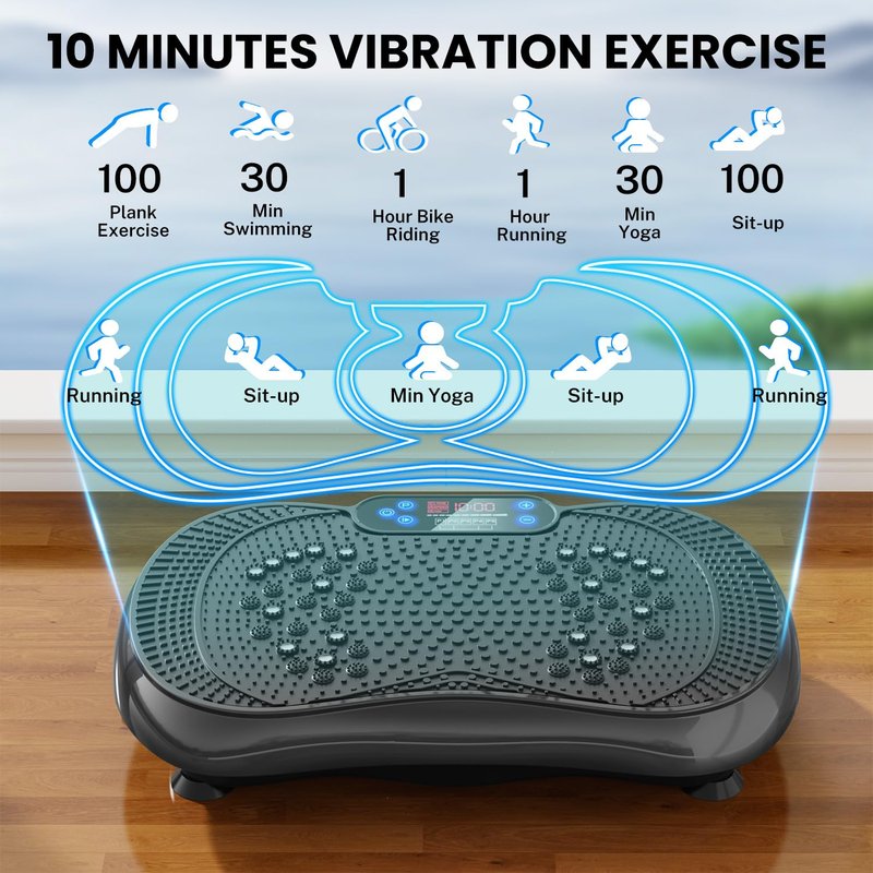 Vibration Plate Exercise Machine, Lymphatic Drainage Machine for Weight Loss, 100-Speed Platform with Remote & Bands, Quiet Full Body Vibrating Plate 500 Lbs Capacity Fitness Platform(Black)