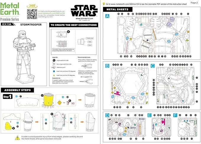 Metal Earth Fascinations Premium Series Star Wars Stormtrooper 3D Metal Model Kit Bundle with Tweezers