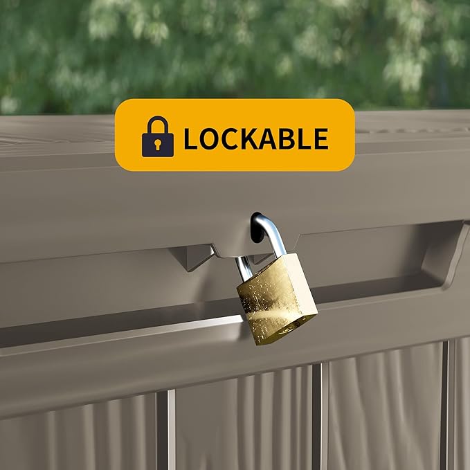 150 Gallon Outdoor Storage Box Waterproof Lockable Resin Deck Box Large, Patio Storage Bin for Pool Accessories Cushion Furniture, Garden Tools, UV-Resistant Outside Delivery Grey