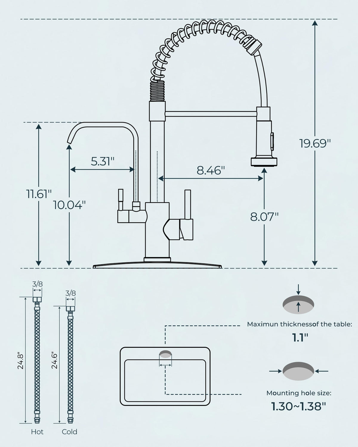 FORIOUS Kitchen Faucet with Purfied Water Filter, 2 in 1 Commercial Stainless Steel Pull Down Sink Faucet and Drinking Water Faucet 2 Handle for Pot Filler Kitchen Sink Farmhouse Bar, Brushed Nickel