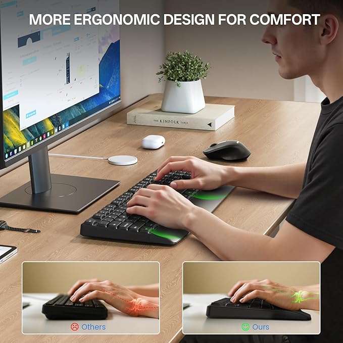 PHILIPS Wireless Keyboard and Mouse Combo-Ergonomic Keyboard and Mouse Wireless Combo,Plug n' Play,Sleep Mode and 2.4GHz Keyboard for Mac, Windows, Laptop-Black
