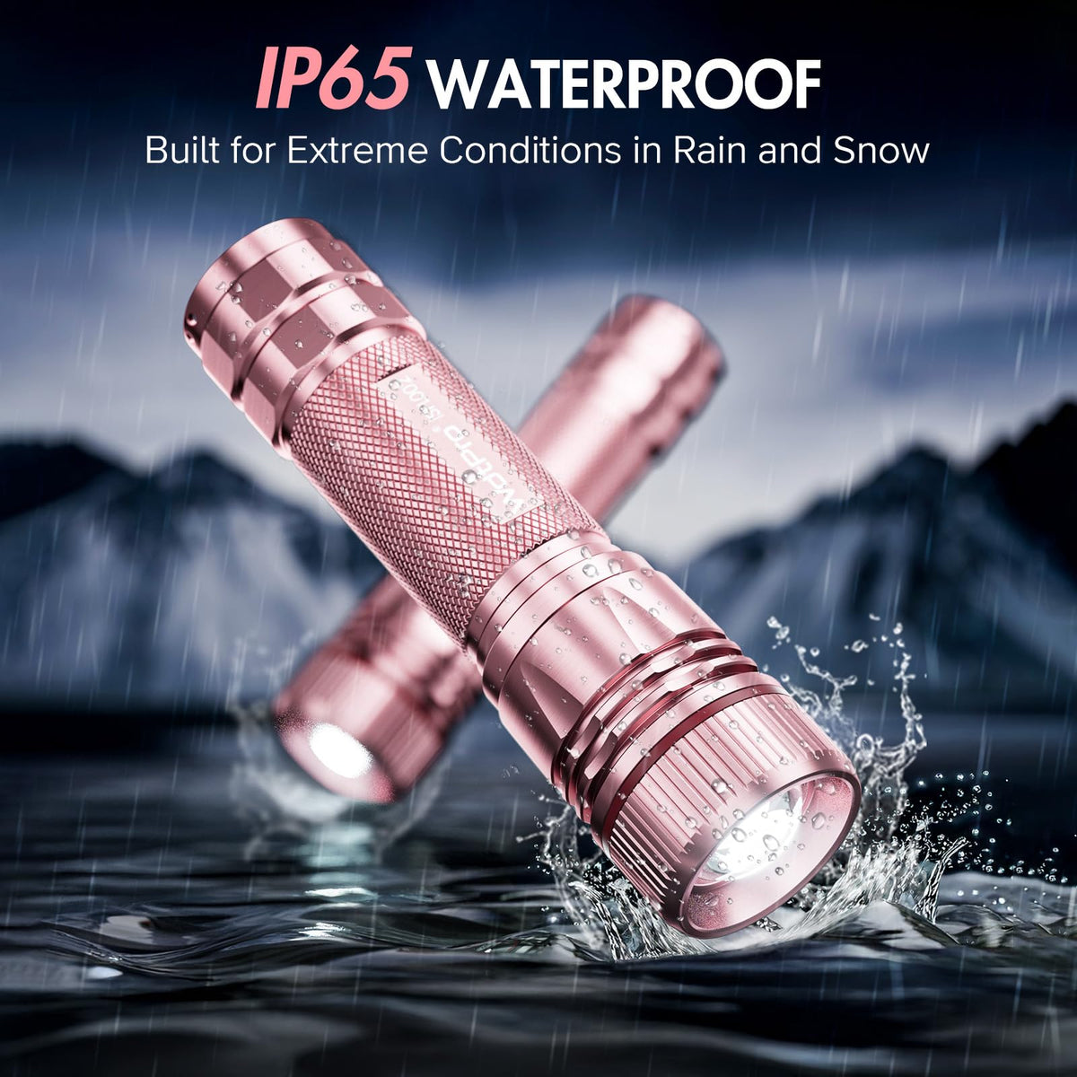 WdtPro Rechargeable Flashlights High Lumens, 1 Pack 10H Long Lasting Super Bright EDC Flashlights, LED Mini Tactical Flash Lights for Camping Emergency, Drop & Water Resistant Pink(Battery Included)