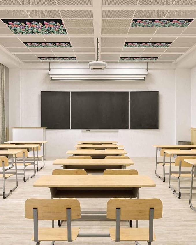 Fluorescent Light Covers for Ceiling Lights Colorful Flowers Magnetic Light