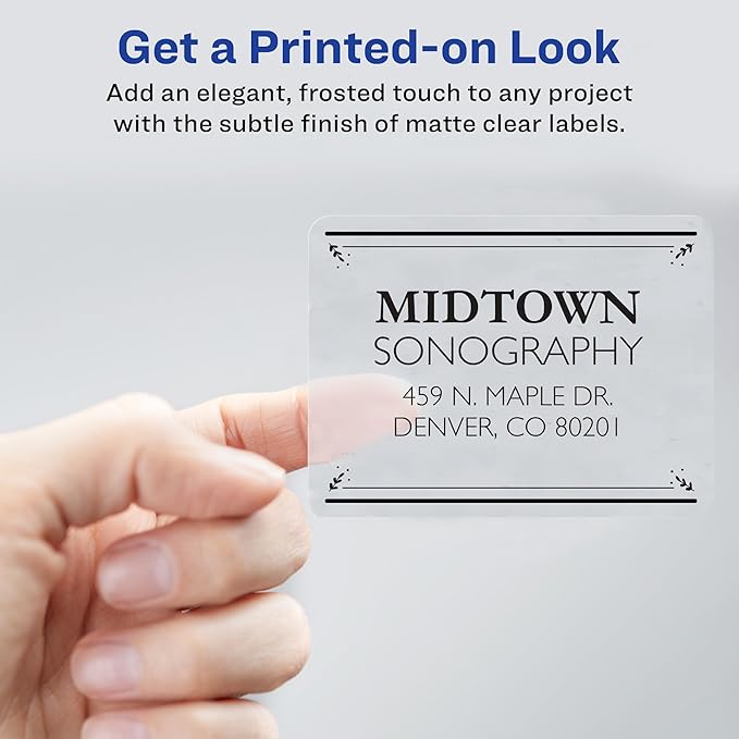 Avery Matte Frosted Clear Address Labels for Inkjet Printers, 3-1/3" x 4", 60 Labels, 5 Packs (18664)