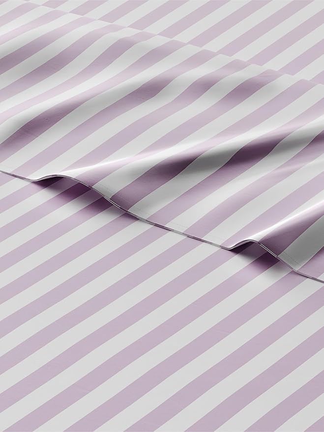 Kids Pink Pinstripes Queen 4 Piece Sheet Set - Boys, Girls, Teens, Toddler - Easy Fit Deep Pockets - Breathable, Hotel Quality Sheets - Machine Washable - Wrinkle Free - Cute, Cozy, Soft - CGK Linens