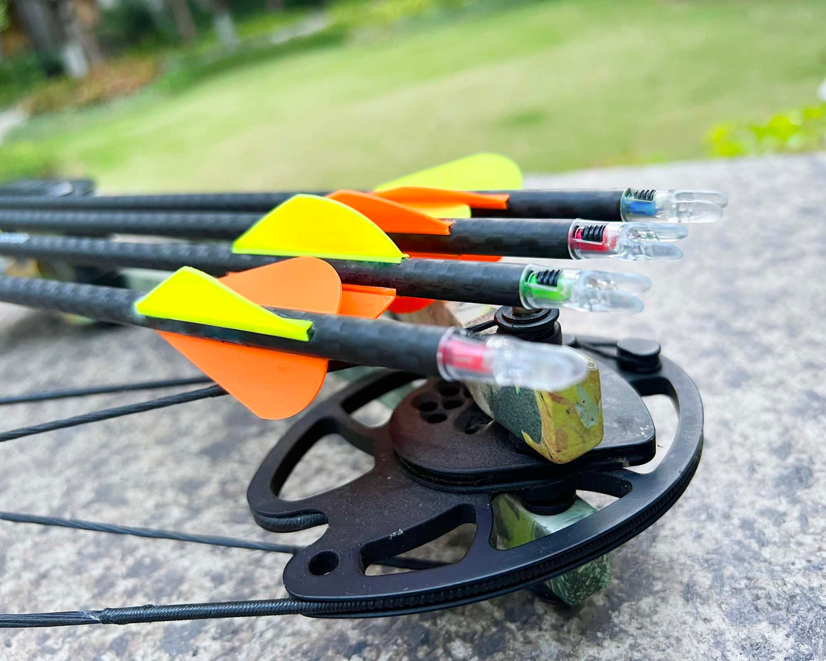 CosiComu 6PCS Lighted Nocks for Arrows with .246/ .244/ .233/ .204/ .165 Inside Diameter Bolts with ON/Off Switch Light up Knocks Compound Bow Arrow Nocks for Hunting Shooting