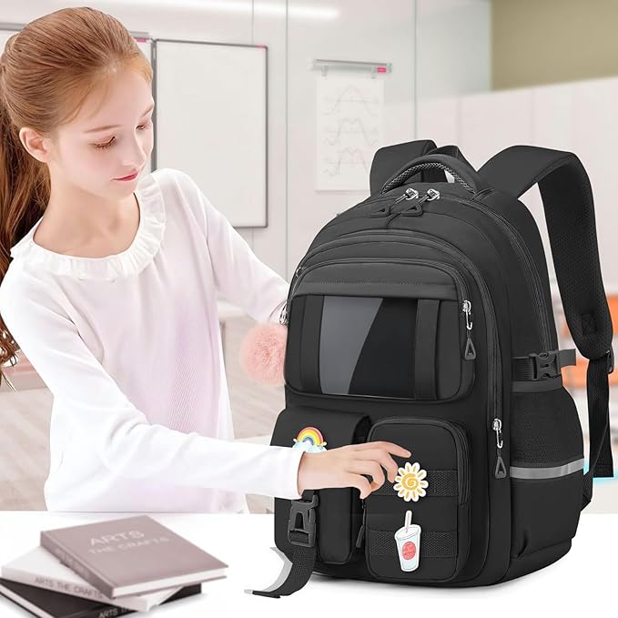 Kids Backpacks for Girls - Cute Girls Backpack for Kids Children Teens Elementary Middle School - 17″ Students Bookbag Travel Back Pack for Age 6-18