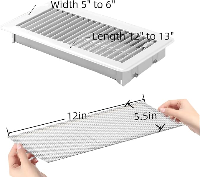 6-Pack White Magnetic Vent Covers 5.5x12 Inch