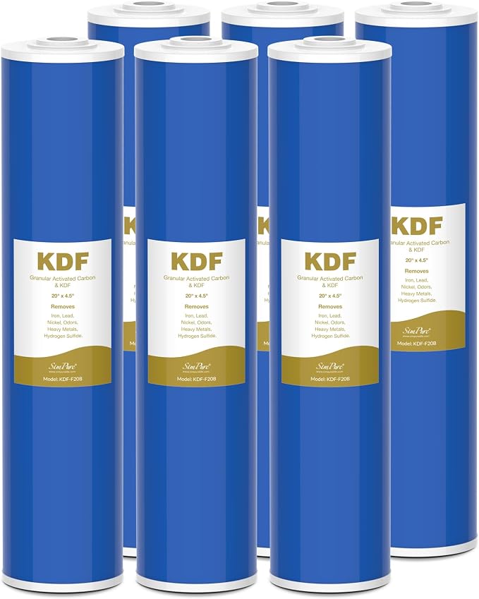 SimPure Whole House Water Filter Cartridges 20" x 4.5" GAC/KDF Carbon and Heavy