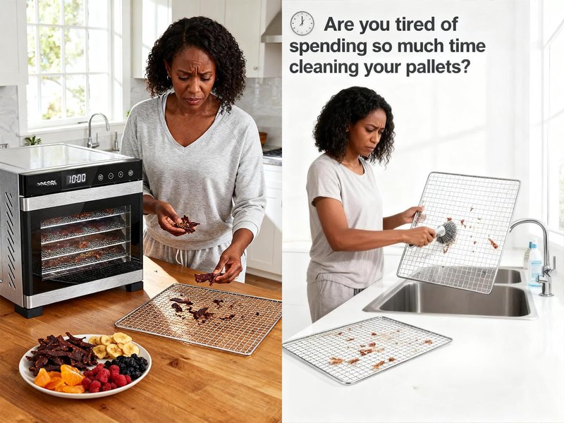 Kispog Silicone Dehydrator Sheets for Excalibur: Stop Dried Food Sticking to Tray - Save 60 Minutes Cleaning - Easy Lift-Off & Intact Food - BPA-Free Tray Liners for Fruit Jerky Herbs - 14x14 10-Pack