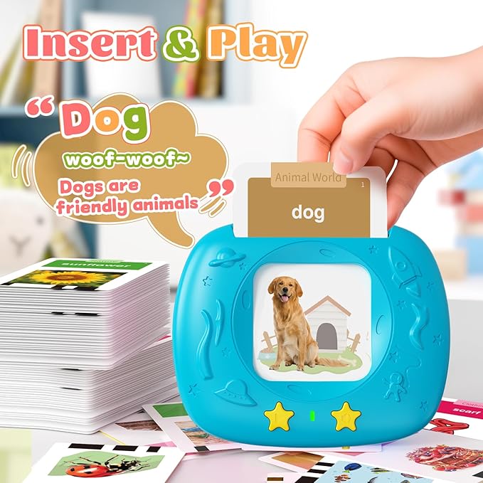 HOMESTEC Toddler Talking Flash Cards with 216 Double Sided Cards for Speech Therapy Learning for Ages 3 to 6 Featuring 24 Themes Short Sentences Real Sounds and Stories Easter Basket Stuffer for Kids
