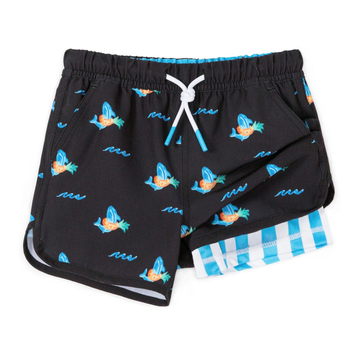 Boys Swim Trunks with Compression Liner Vintage Quick Dry Swim Shorts Bathing Suit Toddler Boys Swimsuit with Pockets