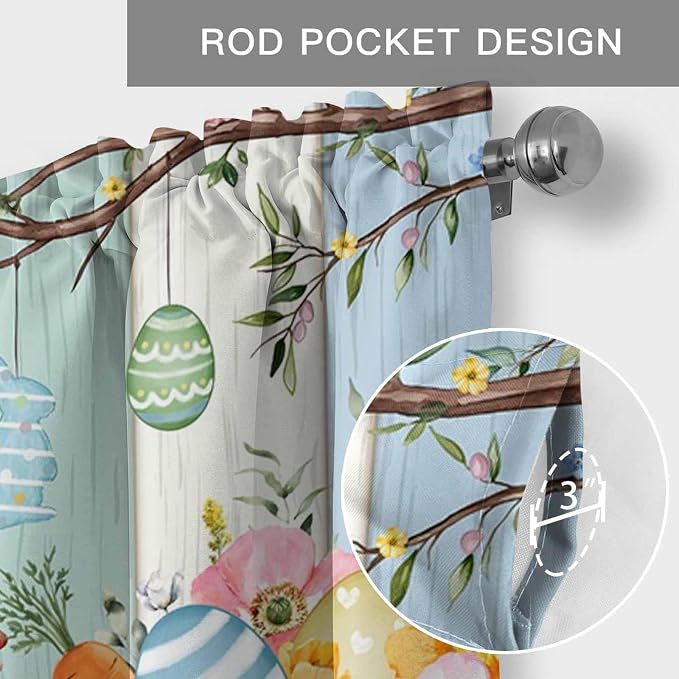 Easter Curtain Valances for Windows, Kitchen Valance Window Treatment, Spring