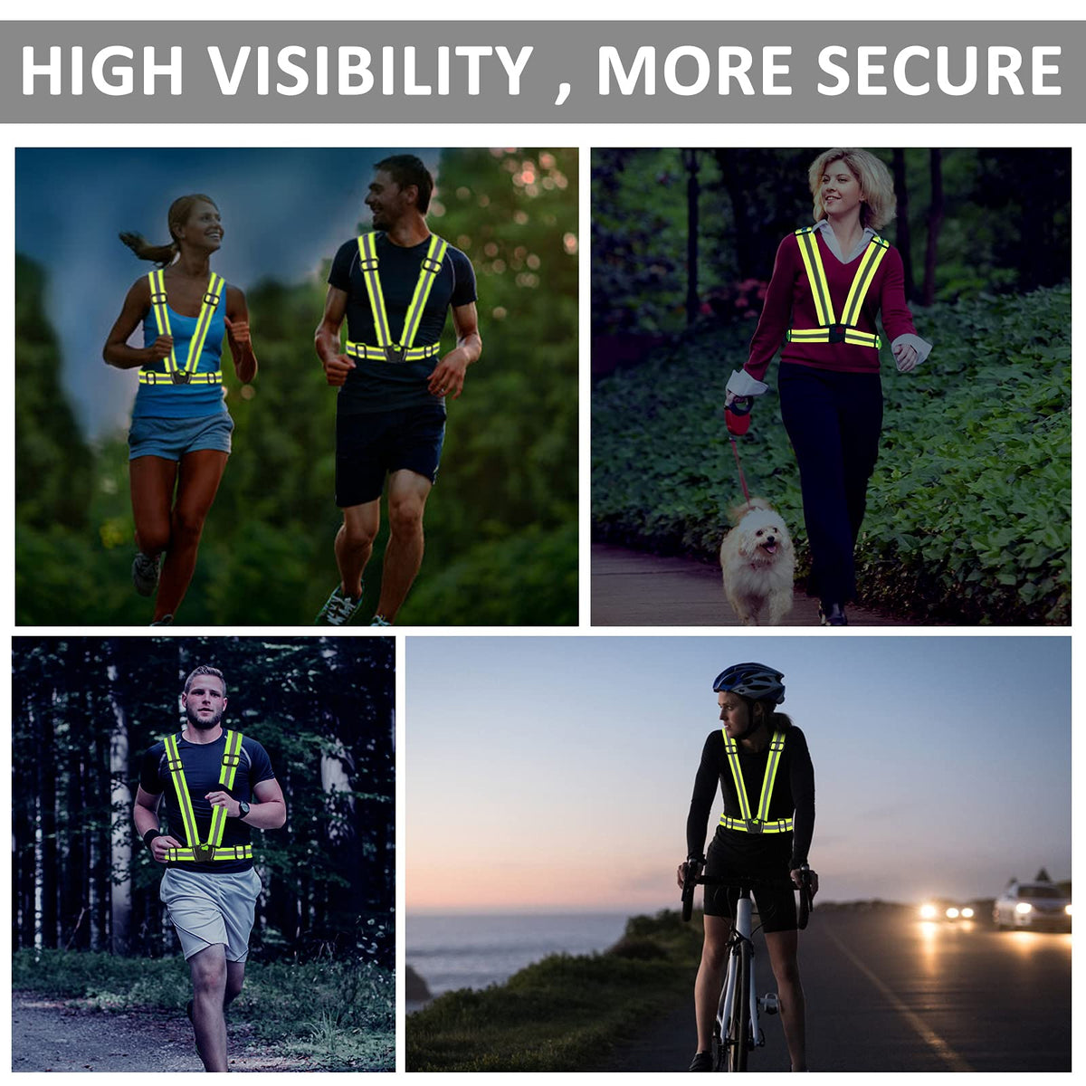 Miushion Reflective Vest - 10 Pack Running Vest Reflector for Night Running, Biking, Walking, Reflective Running Vest with Safety Straps, High Visibility Reflector (Green)