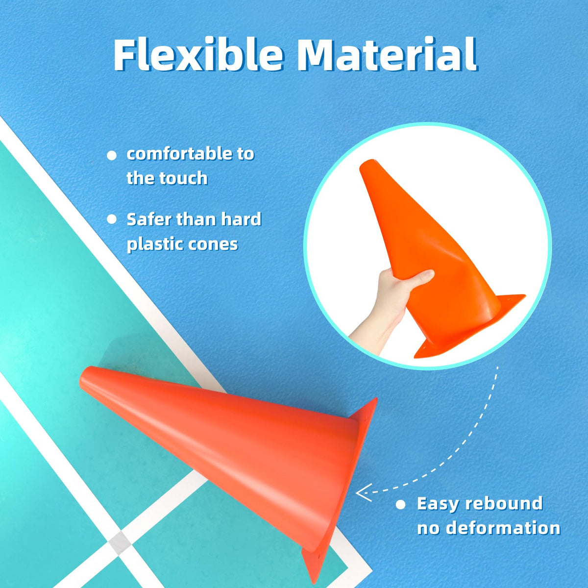 MDTMR 15 inch Soccer Training Cones for Outdoor Activity, Orange Traffic Cones,Plastic Sports Cones 7 Packs