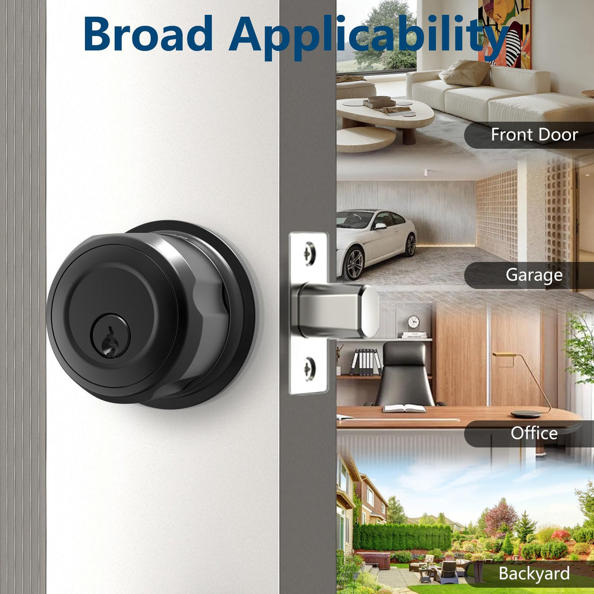 GeekTale Smart Deadbolt, Fingerprint Deadbolt Lock, Fingerprint Door Knob with Lock, Keyless Deadbolt, Keyless Entry Door Lock with App, for Front Door, Garage, Easy Installation