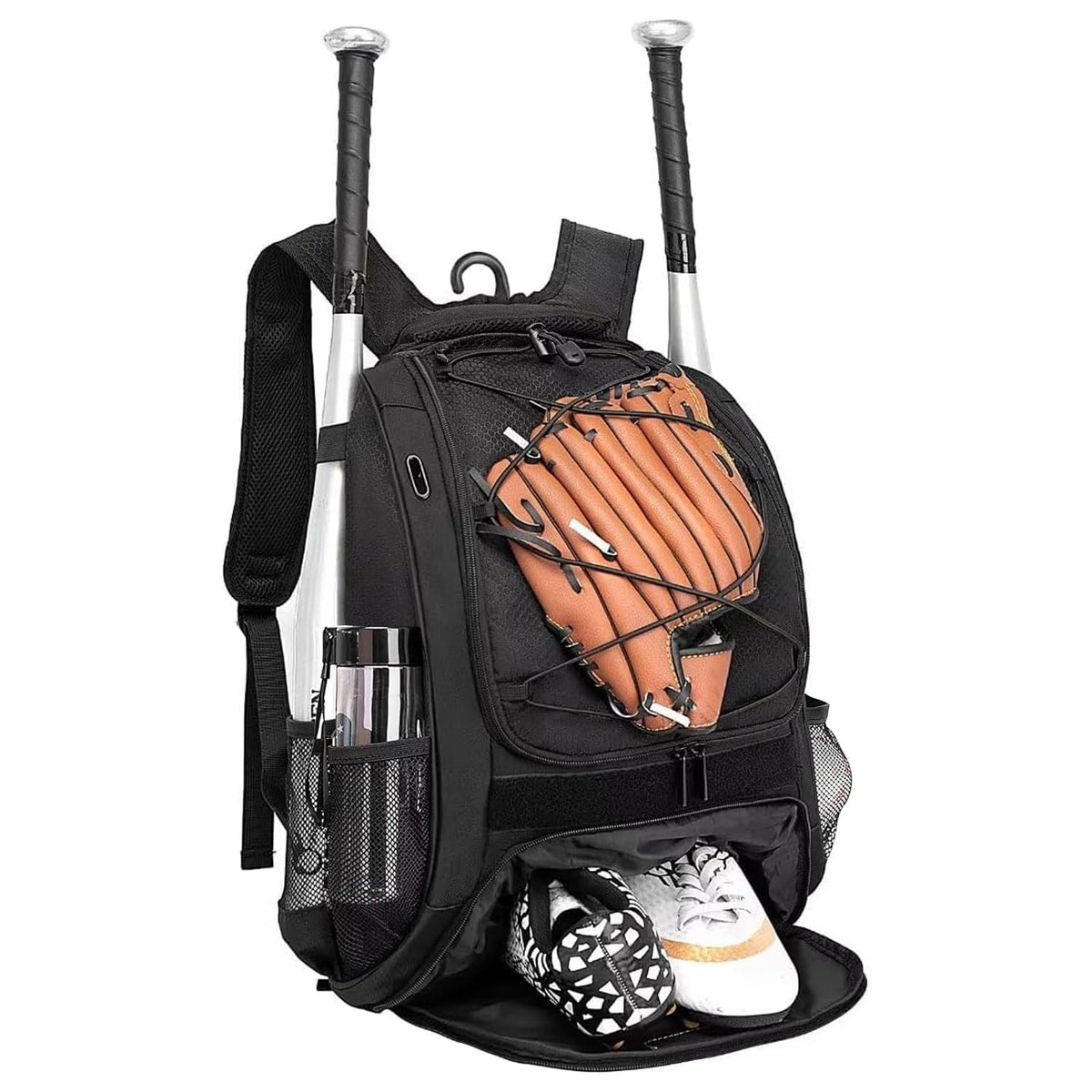 DAFISKY Baseball Bag Softball Backpack - Youth Adult T Ball Bat Equipment Bag with Bat Helmet Holders, Shoe Compartment