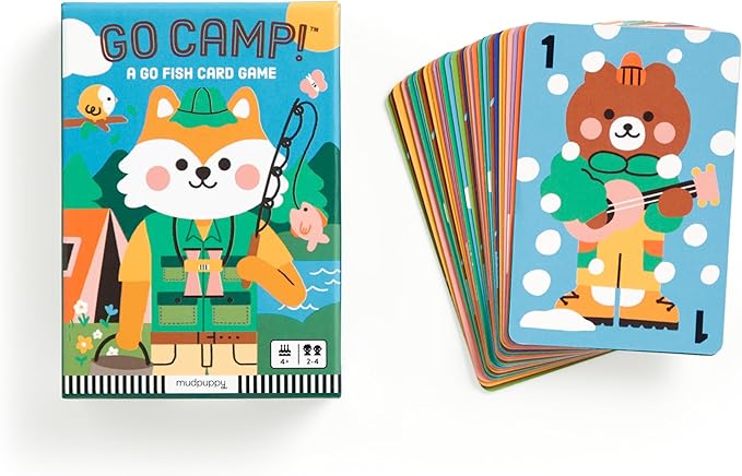 Mudpuppy Go Camp! – Camp Version of Classic Kids Go Fish Card Game with Cute Illustrations of Animals for Children Ages 4 and Up, 2-4 Players