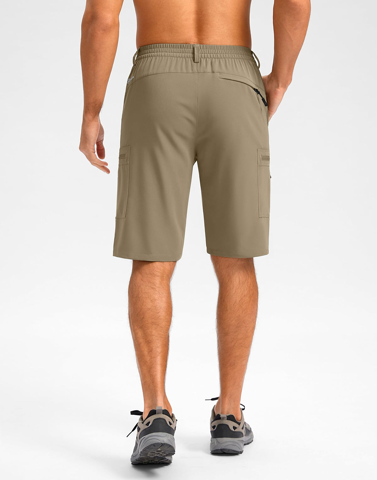 Pudolla Men's Hiking Shorts 11" Lightweight Cargo Work Shorts for Men Summer Travel Golf Casual Outdoor with 5 Pockets(Dusty Khaki Medium)