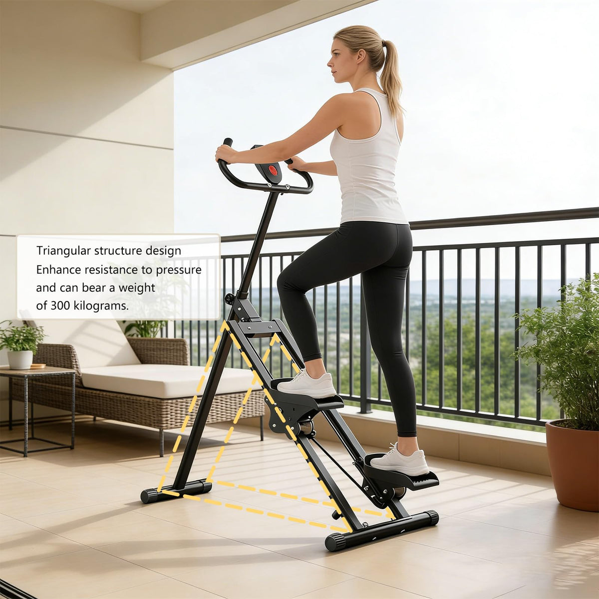 Foldable Stair Stepper for Home Gym, Adjustable Resistance Mini Stepper with Non-Slip Pedals, 300lb Capacity Quiet Climber Cardio Equipment，Compact Exercise Step Machine