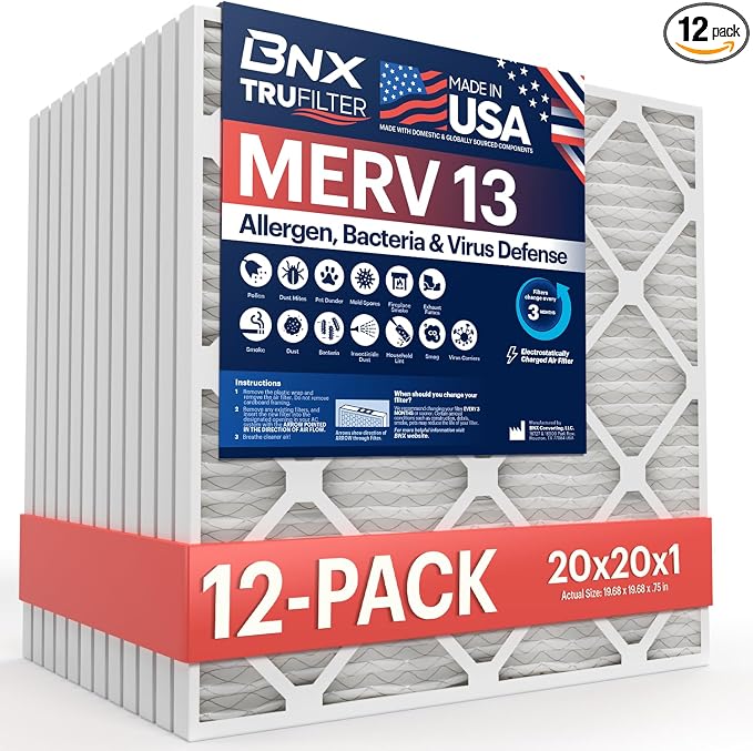 BNX TruFilter 20x20x1 MERV 13 AC Furnace Air Filter
