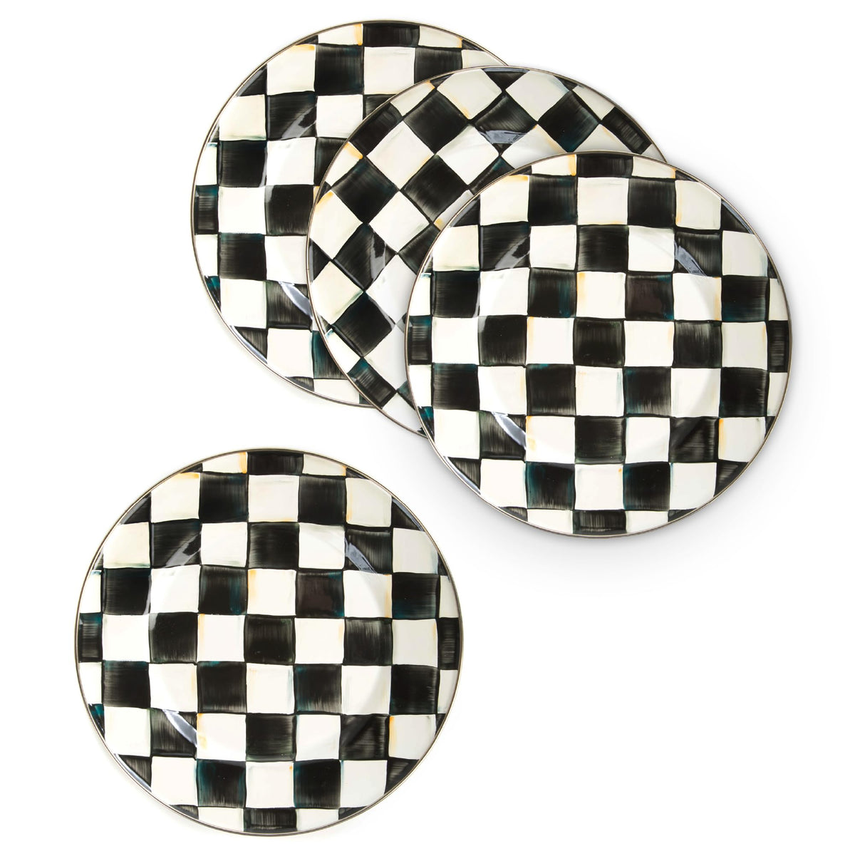 MACKENZIE-CHILDS Enamel Dinner Plate, Green-and-White Emerald Check