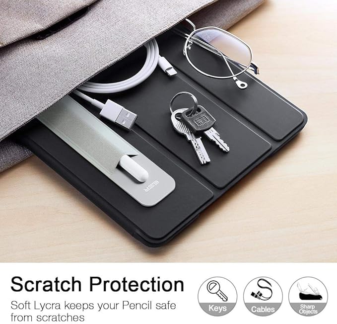 ESR Pencil Holder Compatible with Pencil (2nd/1st Generation) & Pencil (USB-C), Elastic Pocket, Stylus Pens Protected and Safe, Pouch Adhesive Sleeve Attached to Case for Stylus Pens, Silver Grey