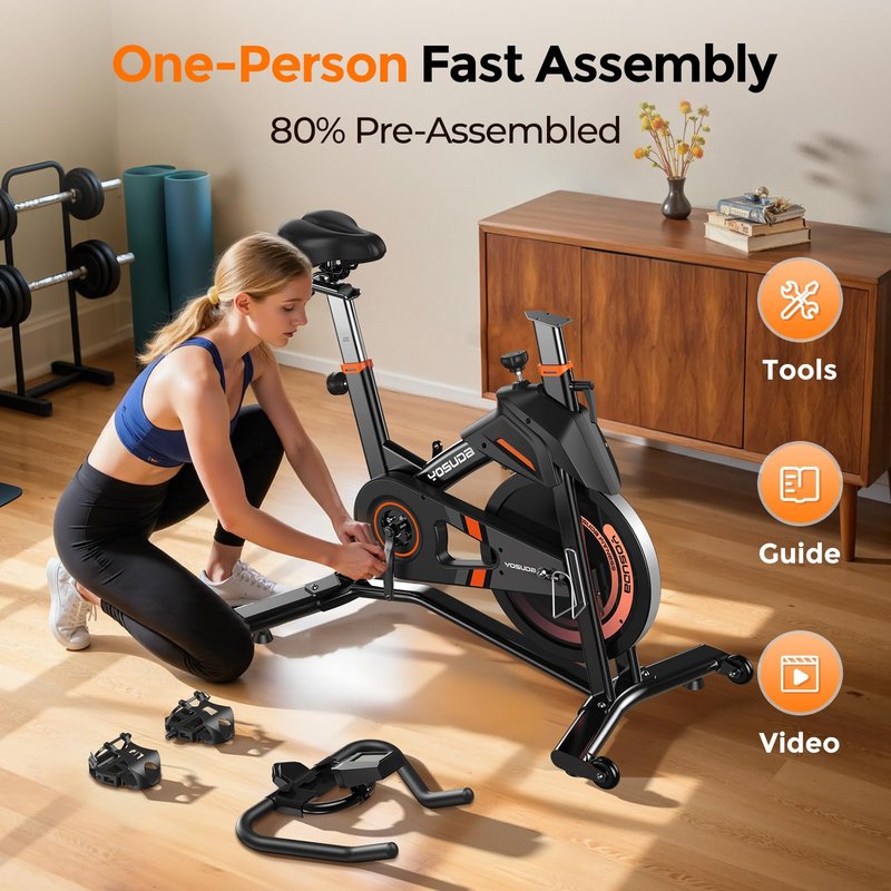 YOSUDA Magnetic Exercise Bike,Stationary Bikes for Home with Exclusive App, 400 lbs Weight Capacity & 50 lbs Flywheel, Indoor Cycling Bike with Tablet Holder & Adjustable Seat and Handlebars