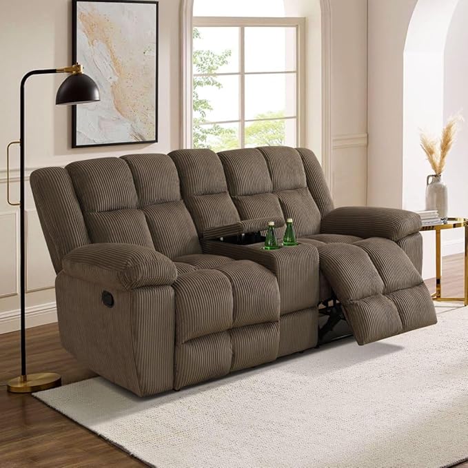 Manual Recliner Sofa Set,Microfiber Reclining Couch Set,Modern Living Room Furniture Set,Reclining Sofa Couch Chair for Living Room Home Office(Dark Brown,3 Pieces Set)