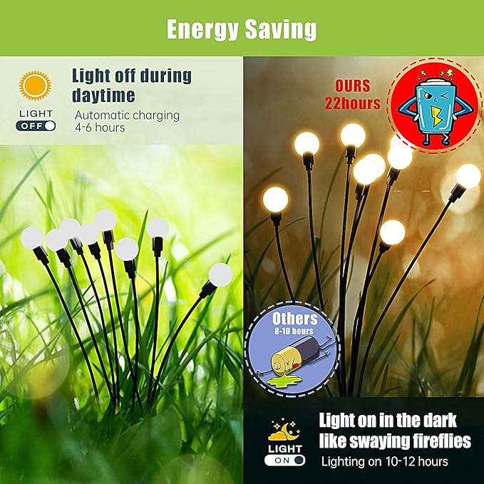 Flumy Solar Lights Outdoor Waterproof 8 Pack, Upgraded Outdoors Light for Yard Patio Garden Decor, Solar Light for Outside Gardening Supplies, Firefly Garden Lights Solar Powered Outdoors