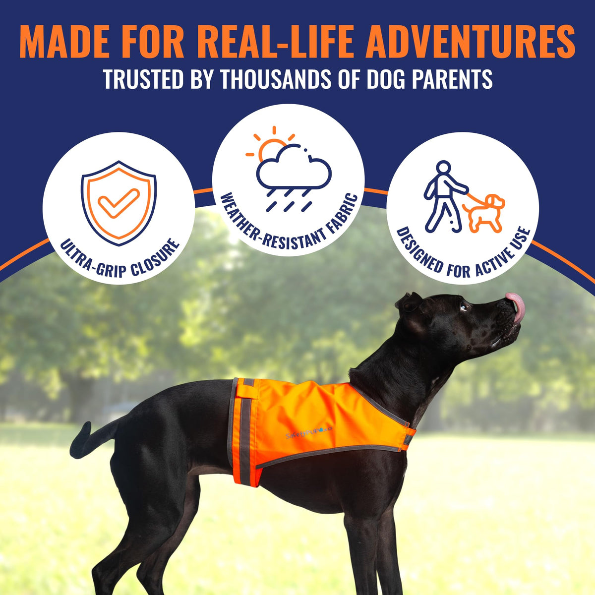 SafetyPUP XD Lite Blaze Orange Reflective Dog Vest – High Visibility Hunting & Safety Vest with Lightweight Mid-Back Coverage. Apparel Gear for Small Medium and Large Breeds