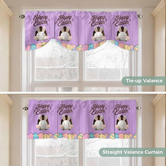 Purple Easter Tie Up Valance Curtains
