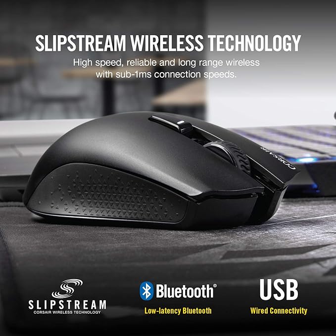 Corsair Harpoon Wireless RGB Lightweight FPS/MOBA Gaming Mouse – 10,000 DPI – 6 Programmable Buttons – Low-Latency Bluetooth – iCUE Compatible – PC, Mac, PS5, PS4, Xbox – Black