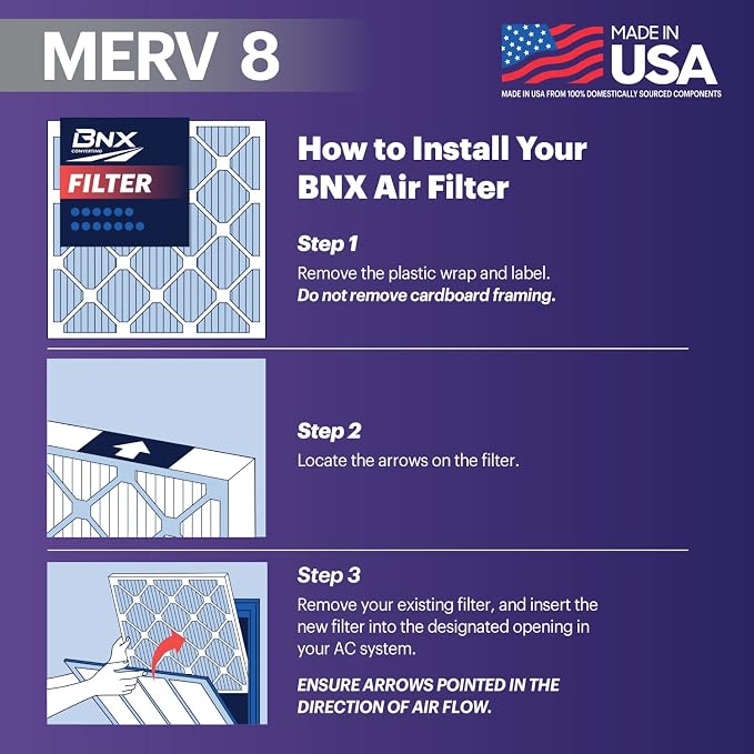 BNX TruFilter 20x24x1 Air Filter MERV 8