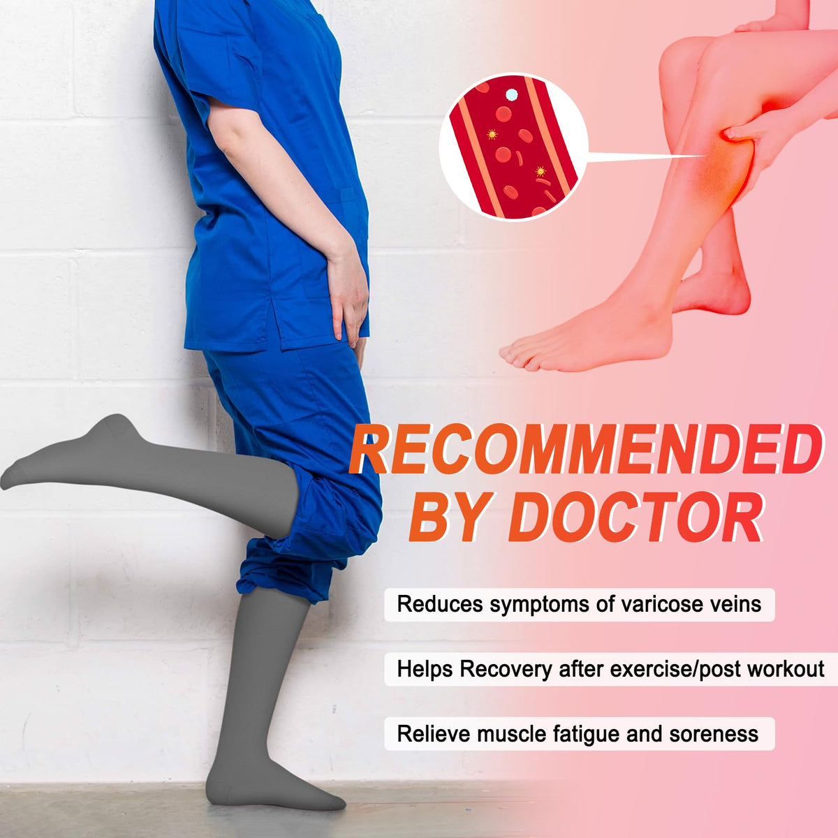 4 Pairs Compression Socks for Women Circulation-Best Support for flying Running,Athletic,Travel,Hiking,White,PinkGifts S-M
