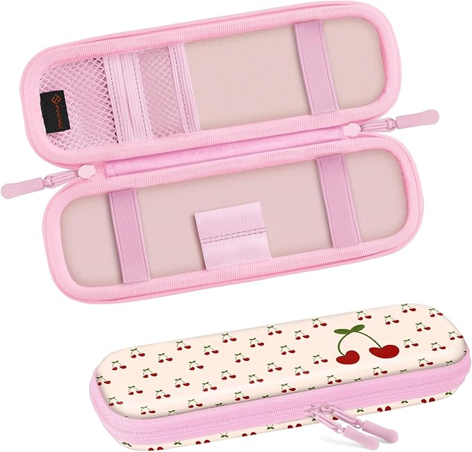 Fintie Holder Case for Apple Pencil Pro, Apple Pencil (USB-C / 1st / 2nd Generation), PU Leather Carrying Bag Sleeve Compatible with Pen, USB Cable, Samsung Stylus, Coquette Cherries