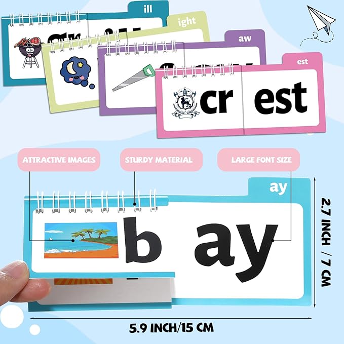 48 Word Family Build Book Spell Read and Rhyme Flip Activity Books Vocabulary Flashcards Kindergarten Sight Phonics Flashcard Learn to Read Activity Games for Kids Homeschool Supplies（Word Family)