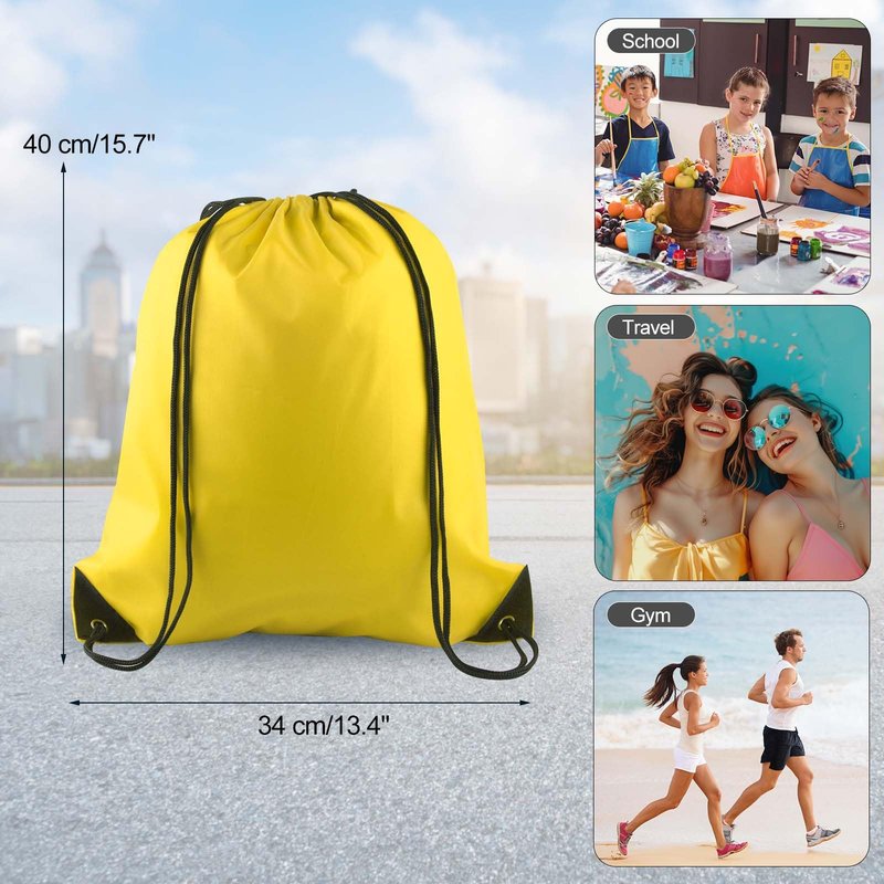 PLULON 2Pcs Drawstring Bags Bulk, Yellow Drawstring Backpack String Backpack Cinch Sack Sport Gym Backpack Bags for Yoga Traveling Outdoor Sports