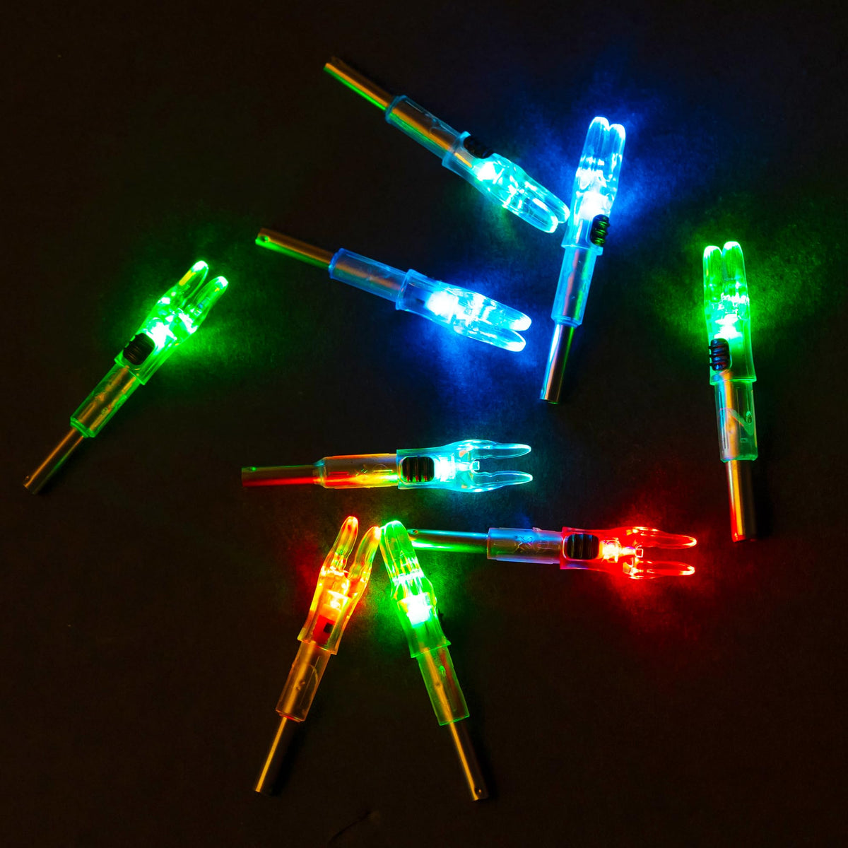 KEAUP 6/12 Pack G Lighted Nocks for Arrows with .165 .204 .233 .244 .246 Inside Diameter with X, H, S, GT Bushings High-Visibility LED Arrow Nocks, ON/Off Switch Included