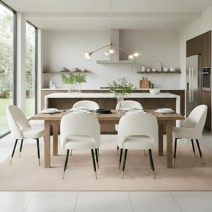 DUOMAY Modern Dining Chair Set of 2 with Open Back, Velvet Upholstered Armless Chair with Metal Frame Side Chair for Kitchen Dining Room Living Room, Beige