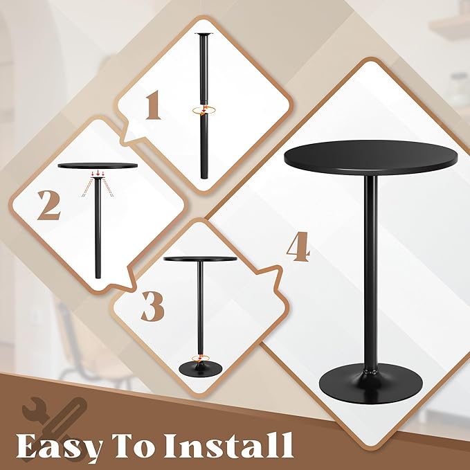 Homall Round Dining Table Bistro Pub 23.8 x 39.5 Inches Bar Table for Kitchen, Dining Room (1, Full Black)