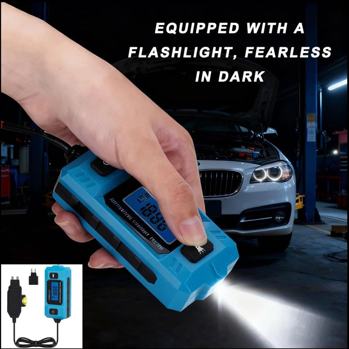Automotive Circuit Fault Probe Tester Kit, High-Precision Current Tester 20A 48v Electric Car Fuse Tester Automotive for Road Test Tools Built-in Front Light with Blue Backlit LCD Screen (KIT A)