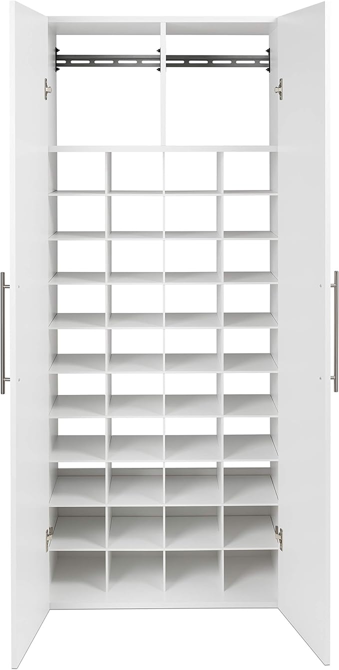 Prepac HangUps 30" Shoe Storage Cabinet, Cabinet Wall Mount, Wall Cabinet Storage for Shoes with 40 Cubbies, Ideal for Utility Room, Garage and Bedroom, 30" W x 72" H x 16" D, White