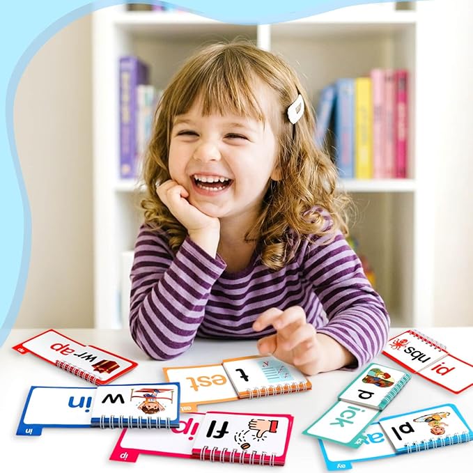 YOTOY 30 Read and Rhyme Flip Books, Word Family ABC Vocabulary Flashcards, Phonics Flash Cards, Kindergarten Sight Word - Learn to Read Activity Games, Toys for Kids Toddlers Ages 2 3 4 5 8 Years Old