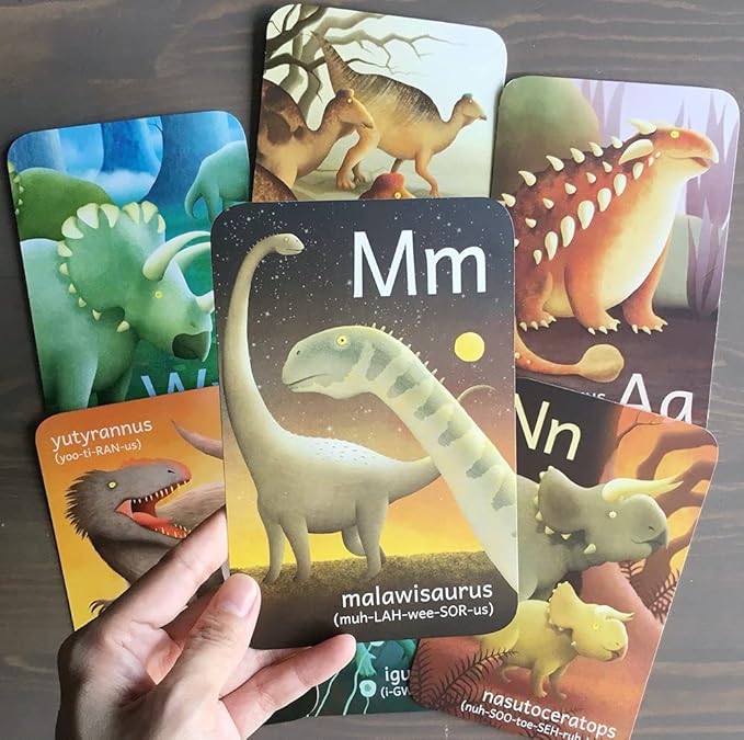Dinosaur ABC Flash Cards, Alphabet A to Z Dinosaurs flashcards for Kids 4-8 Years, Dinos Picture Learning Cards, Dino Flash Card for Pre-K, Children: Set of 26 FlashCards
