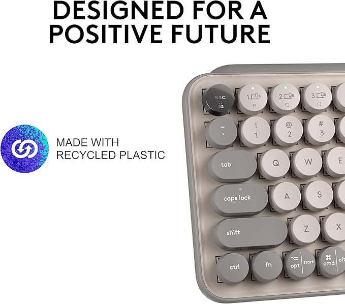 Logitech POP Keys Mechanical Wireless Keyboard with Customizable Emoji Keys, Durable Compact Design, Bluetooth or USB Connectivity, Multi-Device, OS Compatible - Mist
