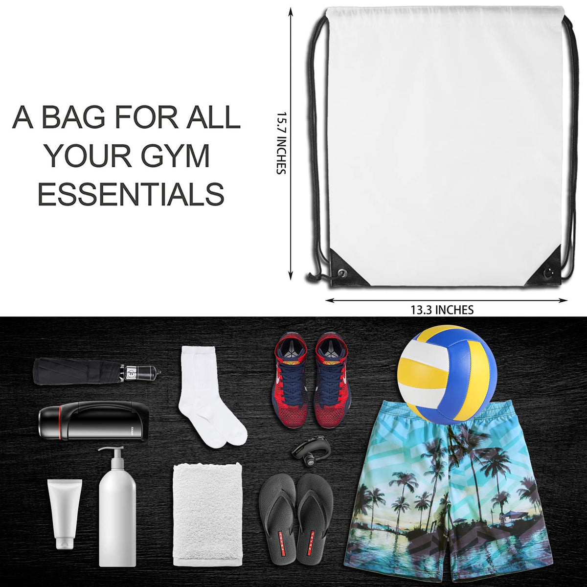 GoodtoU Drawstring Bags Bulk Nylon Backpack Draw String Back Bag Cinch Sack Drawstring Gym Bag Backpack for Sport, Traveling, Team (White, 128Pcs)
