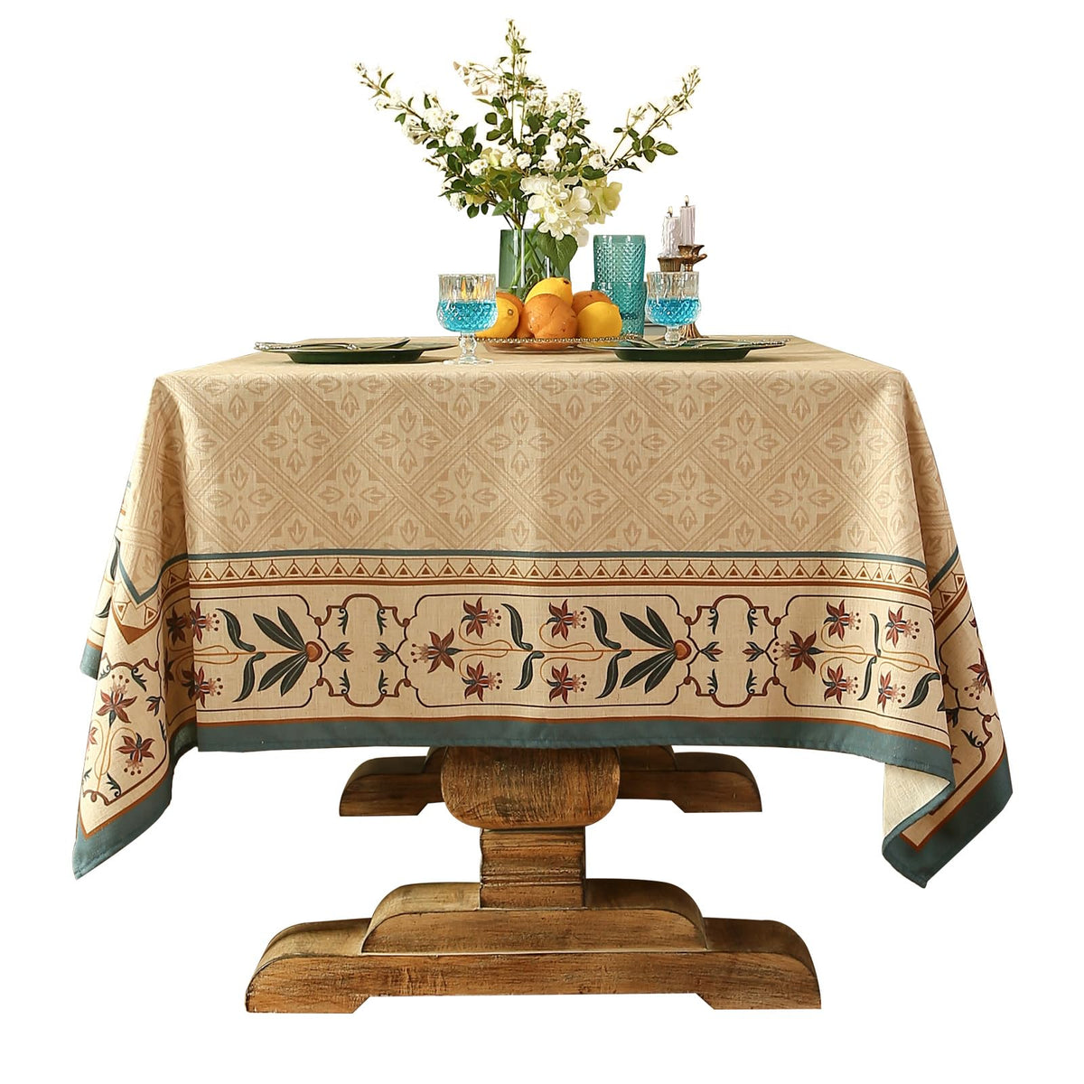 patdrea Vintage French Linen Tablecloth,Rectangular,94"x63"-Noah